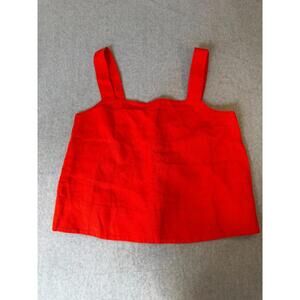 Madewell Top Contrast-Stitch Squareneck Tank in 100% Linen Size Medium NWT